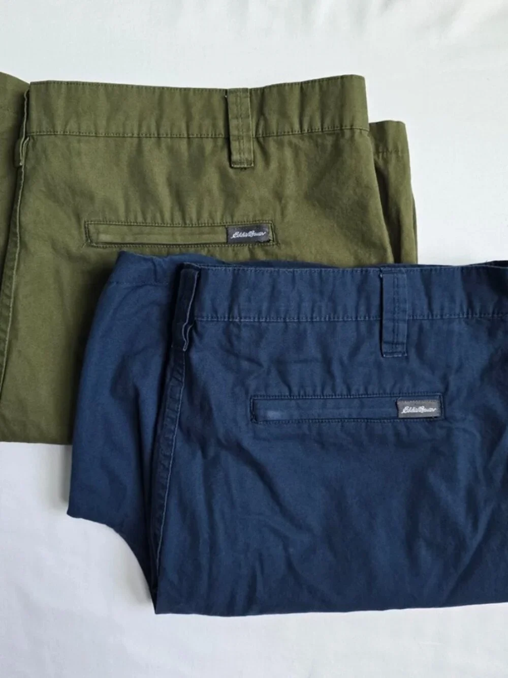Eddie Bauer Men's Classic Fit Canvas Utility Shorts TWO pairs 42 Blue and Green